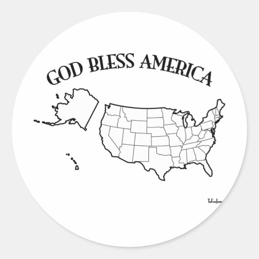 アメリカ合衆国輪郭入り GOD BLESS AMERICA ラウンドシール (正面)