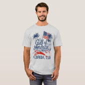アメリカ合衆国2025フロリダアメリカ国旗のメキシコ湾 Tシャツ (正面フル)