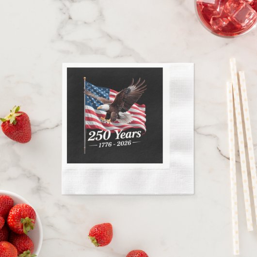 アメリカ合衆国250周年イーグル1776-2026フラッグ 縁ありカクテルナプキン (インサイチュ)