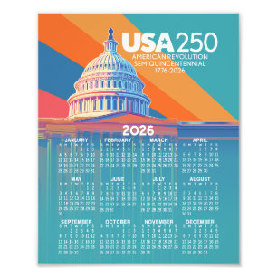 アメリカ合衆国250周年記念アメリカ国会議事堂のカレンダー 2026年 フォトプリント