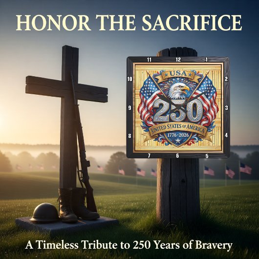 アメリカ合衆国250周年記念盾鷲 スクエア壁時計