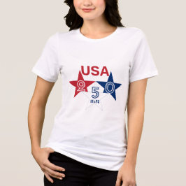 アメリカ合衆国250周年 - 赤青白の星 女性用 トライブレンドＴシャツ