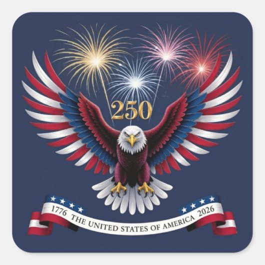 アメリカ合衆国250年スクエアステッカー スクエアシール (正面)