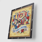 アメリカ合衆国250年 自由の巻物 スクエア壁時計 (傾斜)