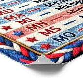 ★アメリカ合衆国50州 | 赤と青の米国旗 ポスター (角)