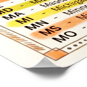 ★アメリカ合衆国50州（US States）カラー ポスター (角)