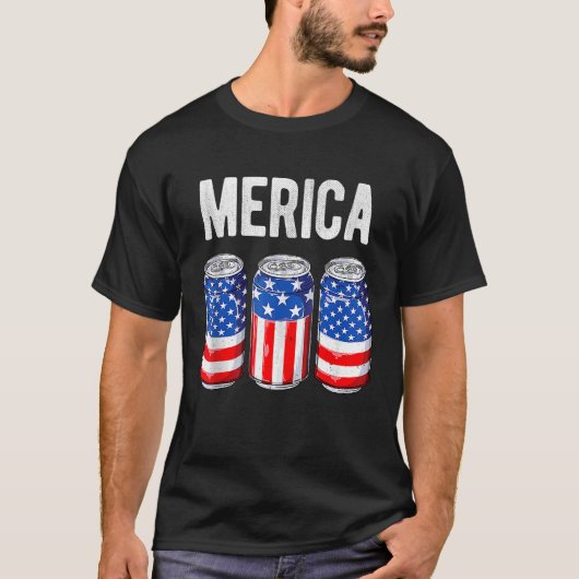 アメリカ合衆国7月4日アメリカ合衆国ビールアメリカ国旗の飲酒 Tシャツ (正面)