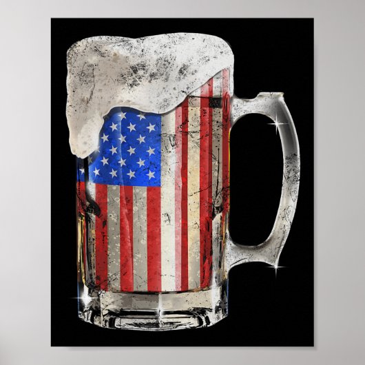 アメリカ合衆国7月4日ビールアメリカ国旗の飲酒パーティー ポスター (正面)