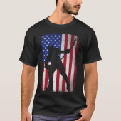 アメリカ合衆国7月4日愛国的アイスホッケー国旗 Tシャツ (正面)