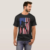 アメリカ合衆国7月4日愛国的アイスホッケー国旗 Tシャツ (正面フル)