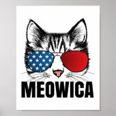 アメリカ合衆国7月4日Meowica Americat米国国旗Sungl おもしろい ポスター (正面)