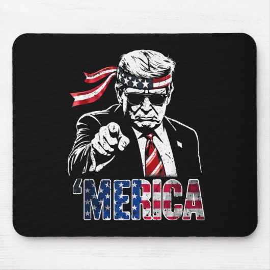 アメリカ合衆国7月4日Merica Trump American Flag マウスパッド (正面)