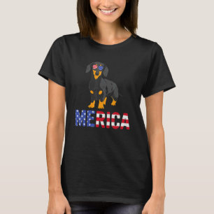 アメリカ合衆国 アメリカ国旗 ダックスフンド 犬 サングラス 愛国者 4 Tシャツ