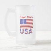 アメリカ合衆国 アメリカ 国旗 赤 カスタマイズ フロストグラスビールジョッキ (左)