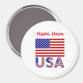 アメリカ合衆国 アメリカ 国旗 赤 カスタマイズ マグネット (正面/裏面)