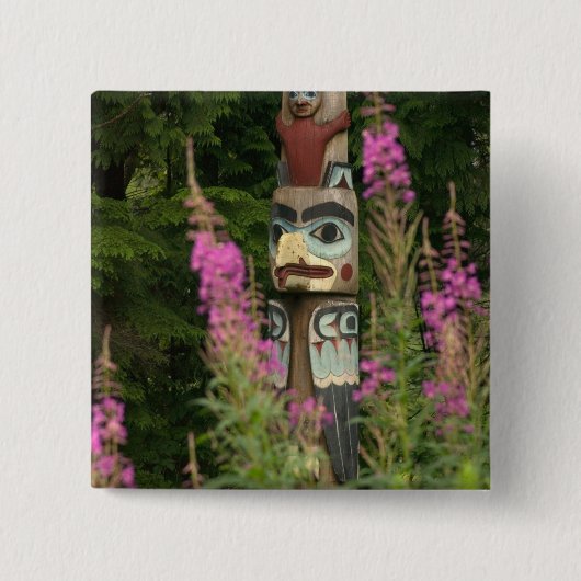 アメリカ合衆国,アラスカ州,ケチカン,Totem Bight State 缶バッジ (正面)