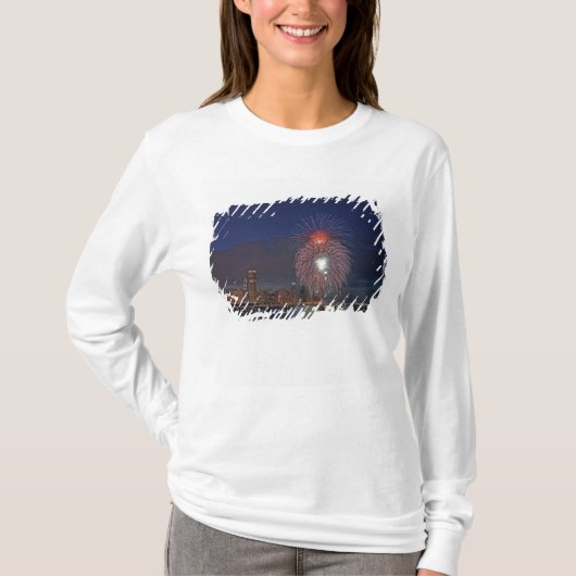 アメリカ合衆国 イリノイ州 シカゴ 独立記念日の花火 Tシャツ (正面)