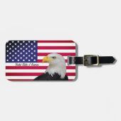 アメリカ合衆国、イーグル、アメリカ国旗のファッション ラゲッジタグ (正面横)