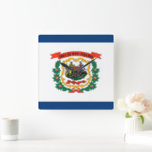 アメリカ合衆国,ウエストバージニア州の旗付きの壁時計 スクエア壁時計 (ホーム)