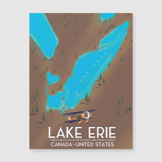 アメリカ合衆国，エリー湖の地図と旅行のポスター (正面)