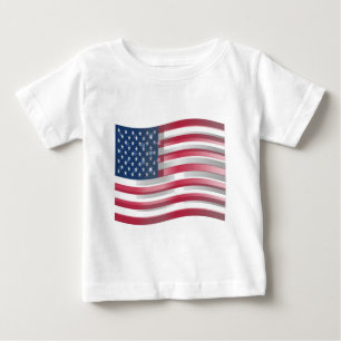 アメリカ合衆国:ストライプデザインの星とはっきりした星 ベビーTシャツ