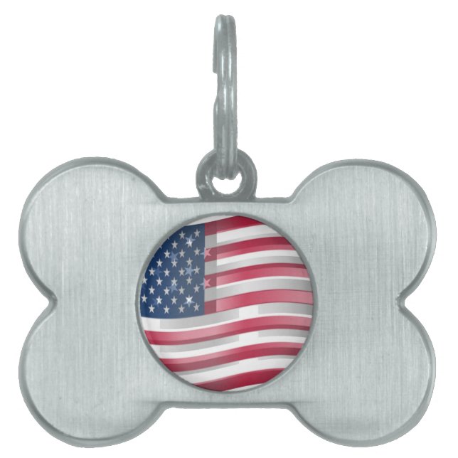 アメリカ合衆国：ストライプデザインの星とはっきりした星 ペットネームタグ (正面)