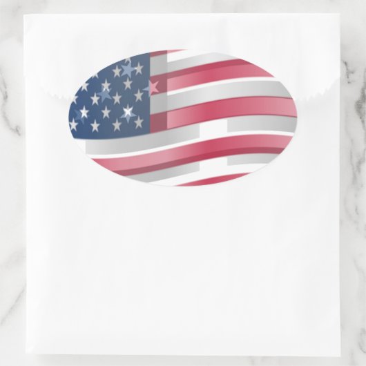 アメリカ合衆国:ストライプデザインの星とはっきりした星 楕円形シール (バッグ)