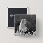アメリカ合衆国, フロリダ州, ダイサギ (Ardea alba) 赤外線 缶バッジ (正面&裏面)
