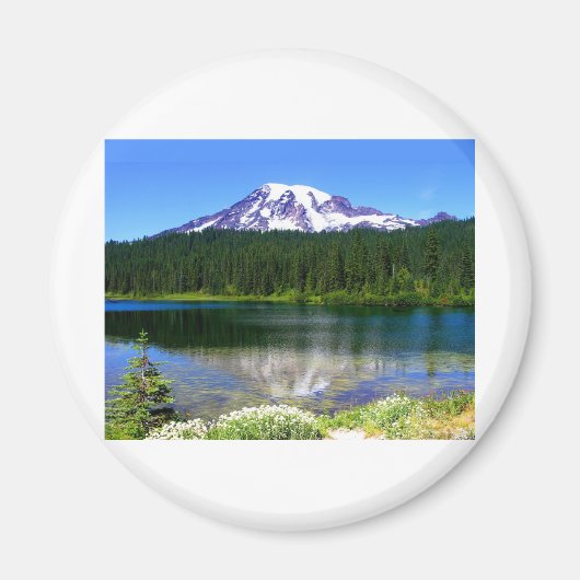 アメリカ合衆国，リフレクション湖，山レイニエ， WA マグネット (正面)
