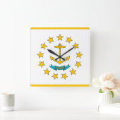 アメリカ合衆国，ロードアイランドの旗付きの壁時計 スクエア壁時計 (ホーム)