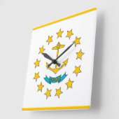 アメリカ合衆国，ロードアイランドの旗付きの壁時計 スクエア壁時計 (傾斜)