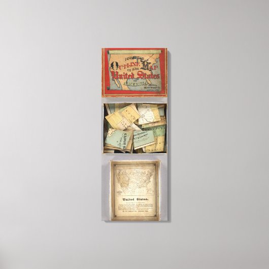 アメリカ合衆国,切断されたアウトライン地図 キャンバスプリント (正面)