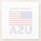 アメリカ合衆国 国旗 赤 カスタマイズ ガラスコースター (裏面)