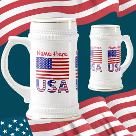 アメリカ合衆国 国旗 赤 カスタマイズ ビールジョッキ