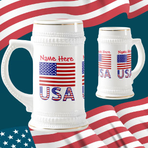 アメリカ合衆国 国旗 赤 カスタマイズ ビールジョッキ