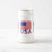 アメリカ合衆国 国旗 赤 カスタマイズ ビールジョッキ (中央)