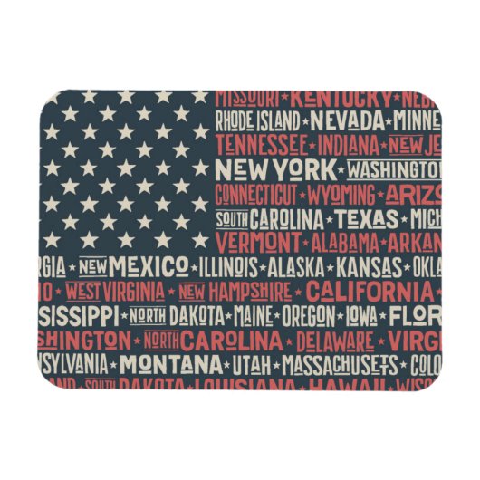 アメリカ合衆国 |州と大文字 マグネット (横)