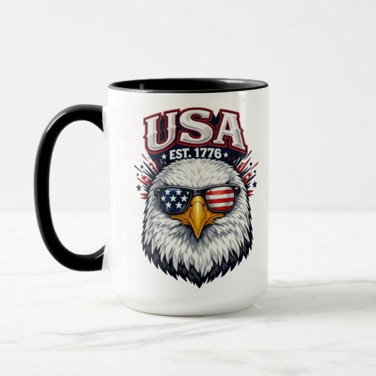 アメリカ合衆国 建国1776鷲グラフィック愛国鷲USA-プロ マグカップ (左)