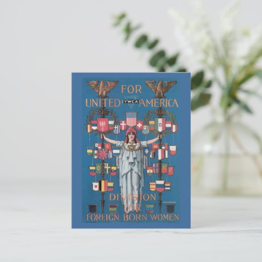 アメリカ合衆国,戦争はがき,ヴィンテージ – 女性の移民 ポストカード (スタンド正面)