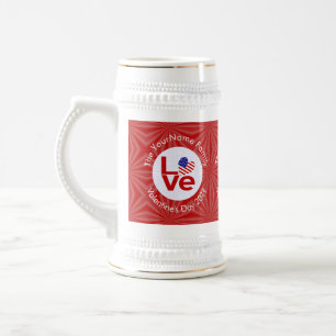 アメリカ合衆国 赤いラブ フラグ パーソナライズド ビールジョッキ