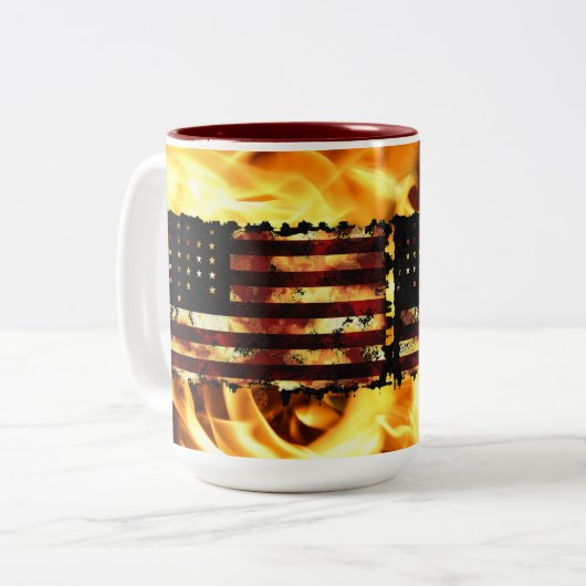 アメリカ合衆国,連合国旗ストライプ,内戦 ツートーンマグカップ (正面左)