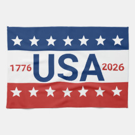 アメリカ合衆国 1776 2026 250周年記念 赤 白 青 キッチンタオル