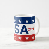アメリカ合衆国 1776 2026 250周年記念 赤 白 青 コーヒーマグカップ (正面右)