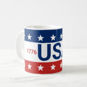 アメリカ合衆国 1776 2026 250周年記念 赤 白 青 コーヒーマグカップ (正面左)