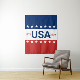 アメリカ合衆国 1776 2026 250周年記念 赤 白 青 タペストリー