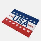 アメリカ合衆国 1776 2026 250周年記念 赤 白 青 ドアマット (アングル)
