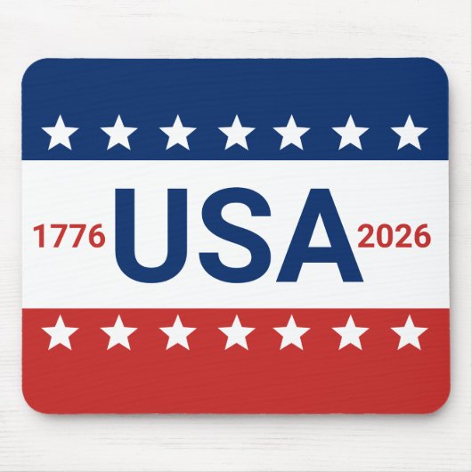 アメリカ合衆国 1776 2026 250周年記念 赤 白 青 マウスパッド (正面)