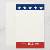 アメリカ合衆国 1776 2026 250周年記念 赤 白 青 便箋 (正面/裏面)