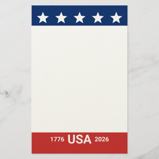 アメリカ合衆国 1776 2026 250周年記念 赤 白 青 便箋 (正面)