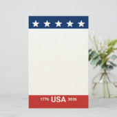 アメリカ合衆国 1776 2026 250周年記念 赤 白 青 便箋 (スタンド正面)